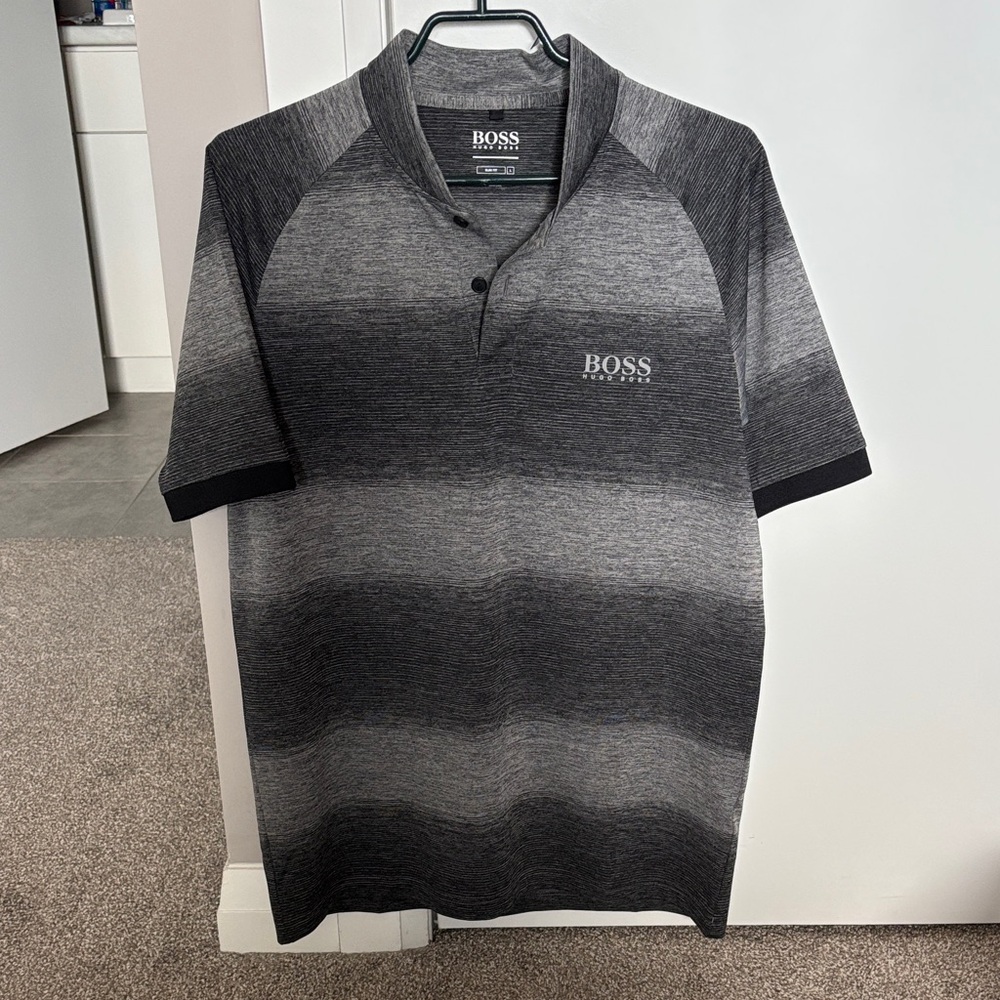 Hugo Boss Men's Ombre Black & Gray Polo - Picture 1 of 4